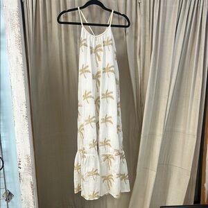 NWT White Palm Tree Embroidered Midi Dress - Very J